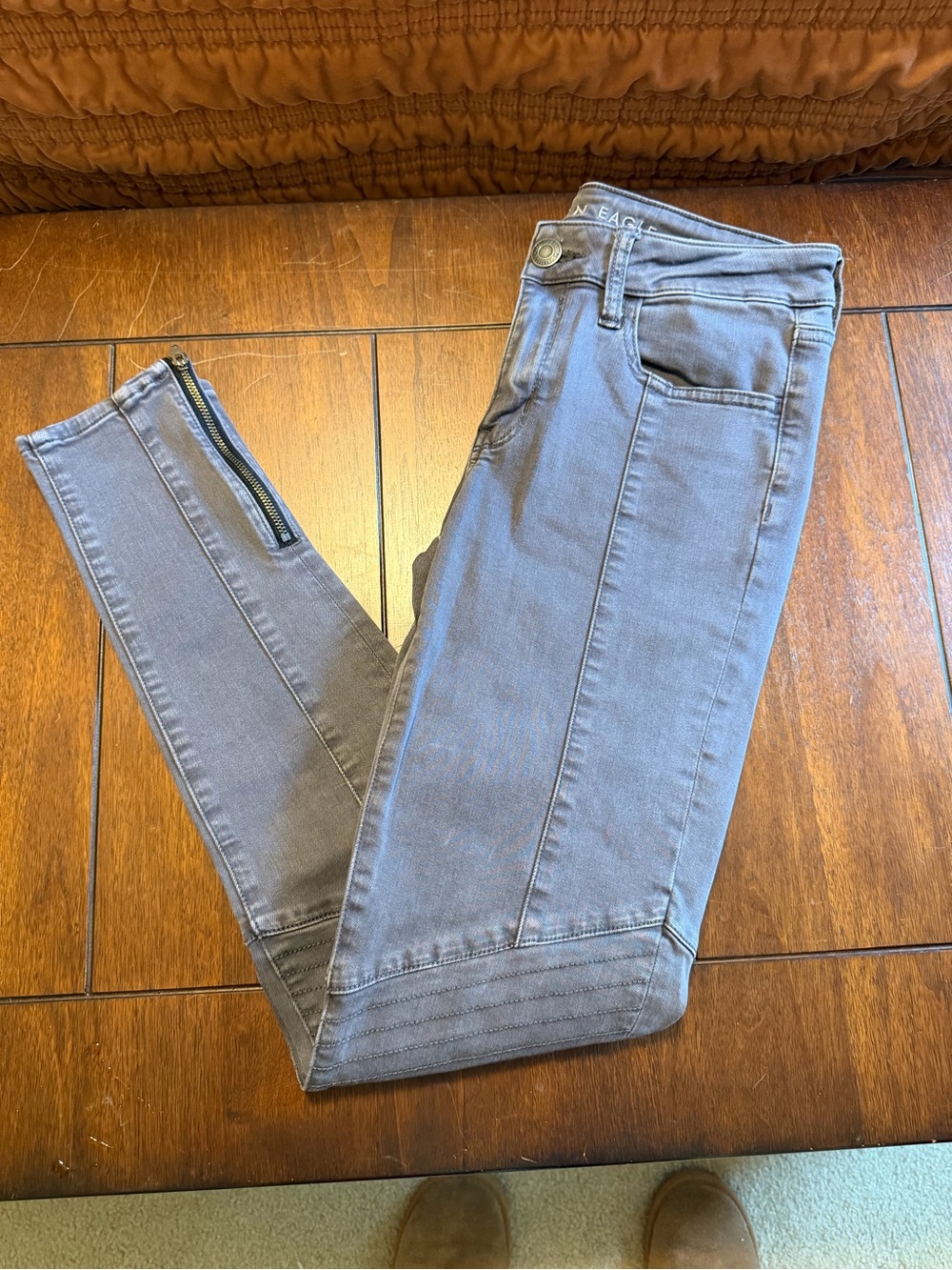 American Eagle Outfitters Gray Skinny Jeggings with Ankle Zippers